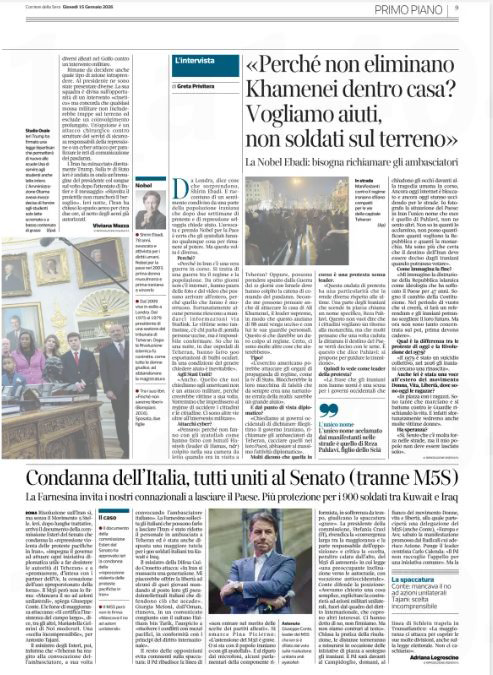 Tear sheet - Corriere della Sera, 15 January 2026