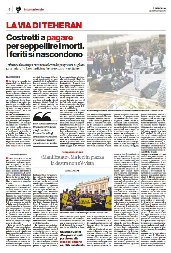 Tear sheet - Il Manifesto, 17 January 2026