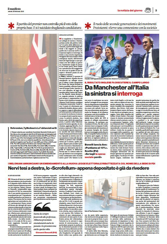 Tear sheet - Il Manifesto, 28 February 2026