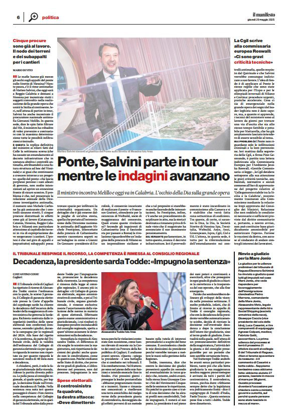 Tear sheet - Il Manifesto, 29 May 2025